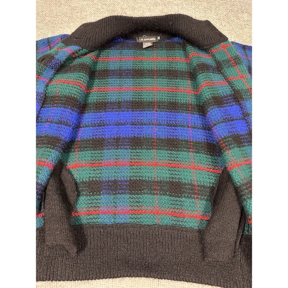 Vtg IB Diffusion Sweater Womens XS Plaid‎ Wool Mohair Blend Cardigan 80s 90s - Picture 10 of 11